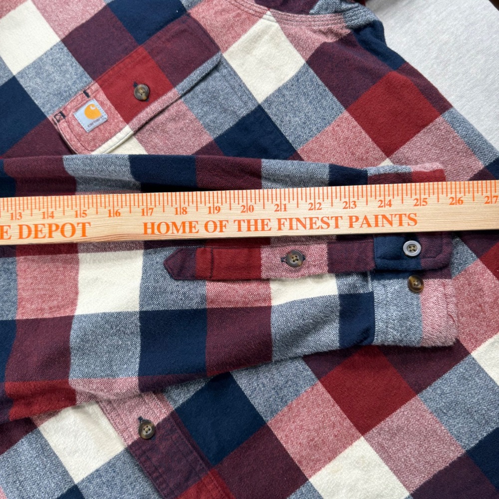 Carhartt Plaid Flannel Button Down Mens XL Red Blue Original Fit Work Shirt - Picture 7 of 10